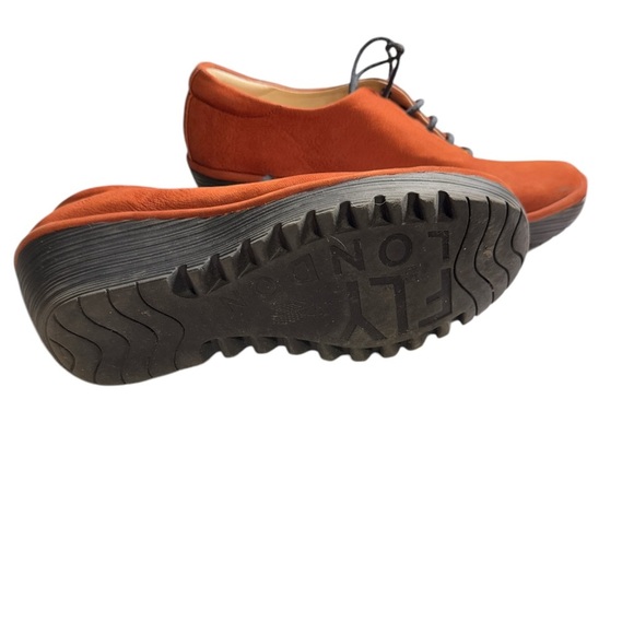 Fly London Orange Lace Up Wedges - Picture 5 of 6